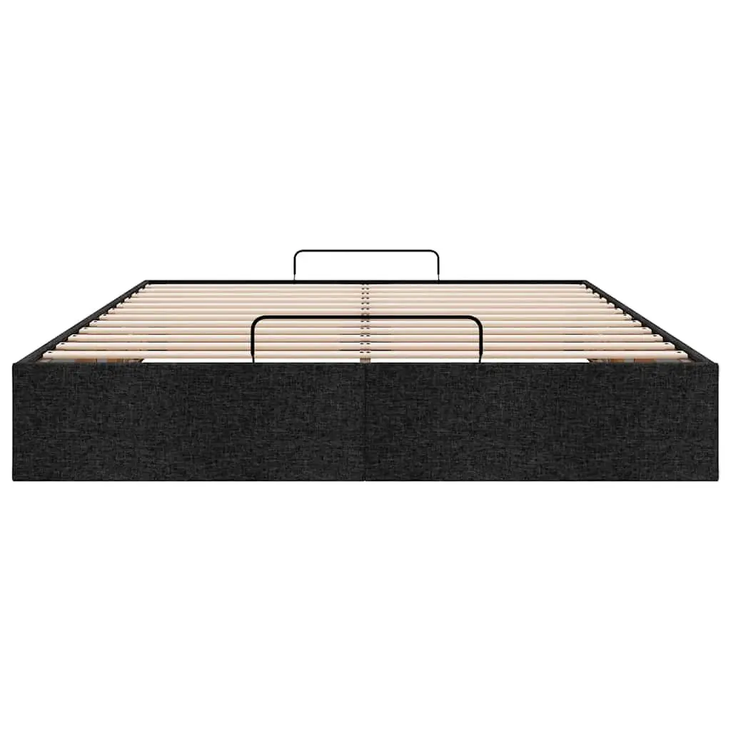 Ottoman Storage Bed Frame Double Lift-Up Mechanism Black Fabric