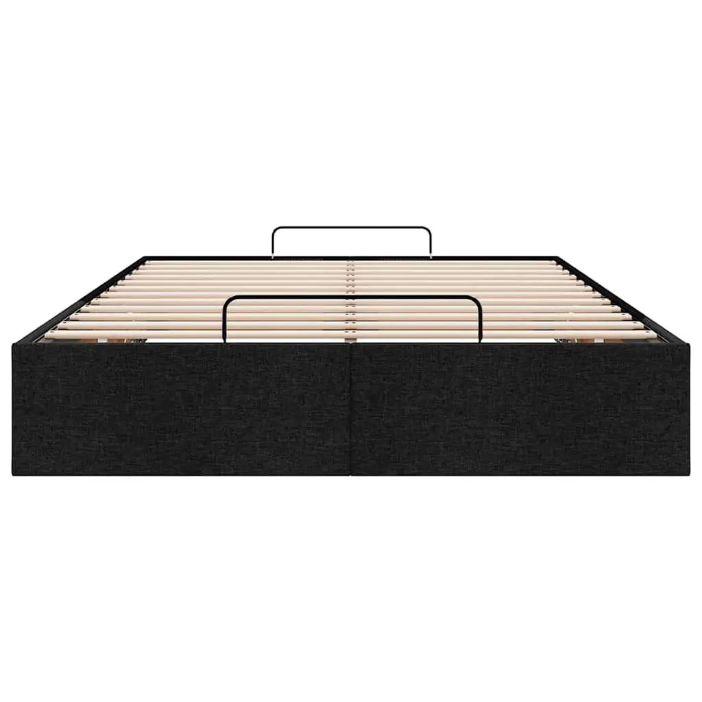Ottoman Storage Bed Frame Hydraulic Lift King Single Black Fabric