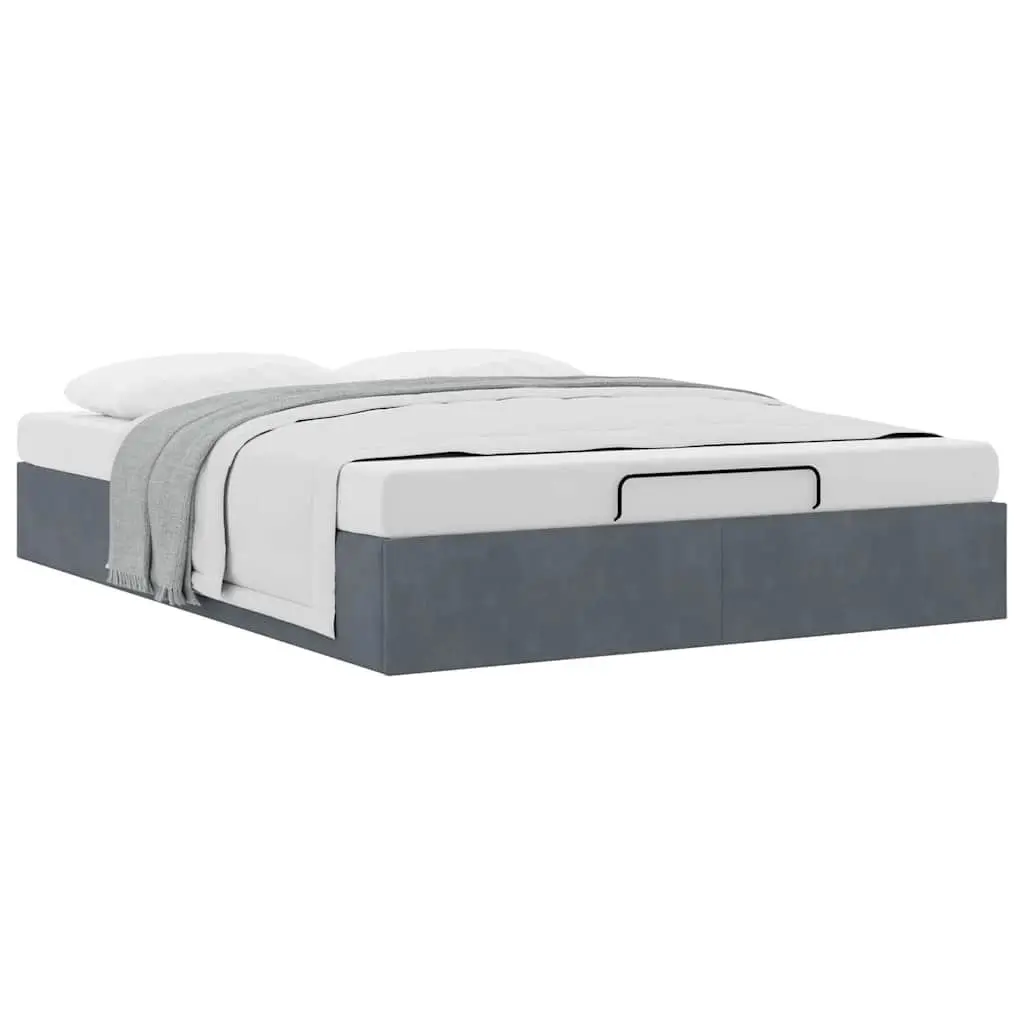 Ottoman Storage Bed Frame Double Size Dark Grey Velvet with Hydraulic Lift