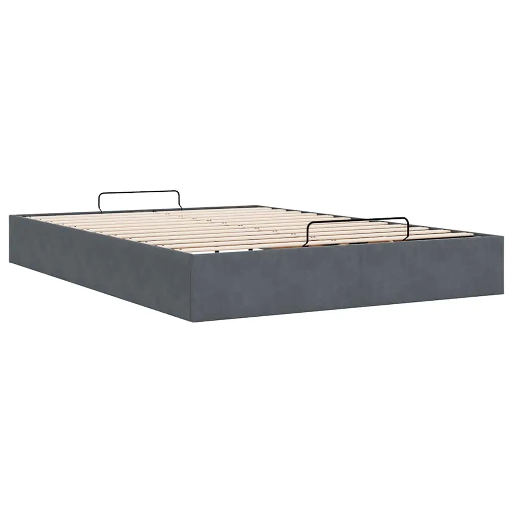 Ottoman Storage Bed Frame Double Size Dark Grey Velvet with Hydraulic Lift