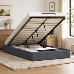 King Single Storage Bed Frame with Lift Up Base