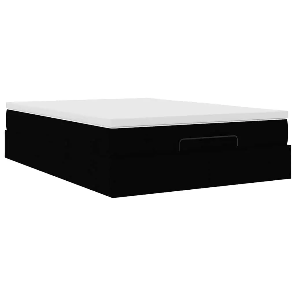 Double Ottoman Bed with Pocket Spring Mattress Hydraulic Lift Black Fabric