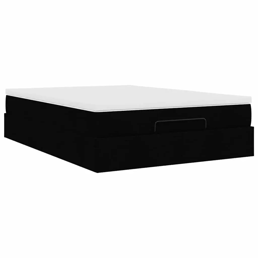 Double Ottoman Bed with Pocket Spring Mattress Hydraulic Lift Black Fabric