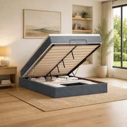 Grey Double Ottoman Bed with Pocket Spring Mattress Features