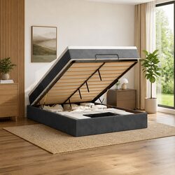 Queen Ottoman Bed with Pocket Spring Mattress and Storage