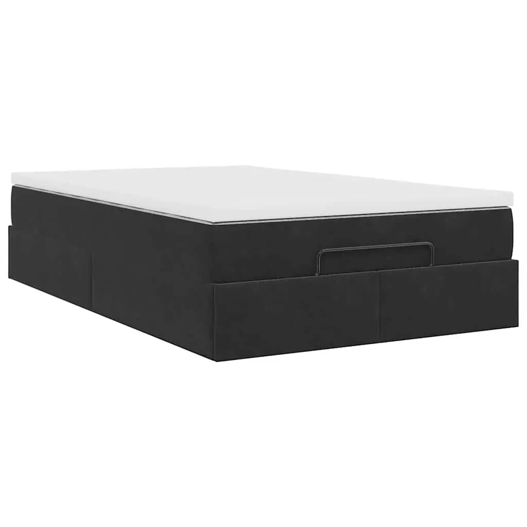 Ottoman Storage Bed King Single Velvet Black with Pocket Spring Mattress