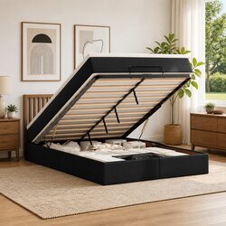 Double Ottoman Bed with Storage and Pocket Spring Mattress