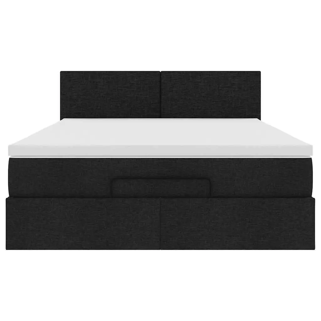 Ottoman Bed Double Storage Upholstered Frame Lift-Up Black with Mattress