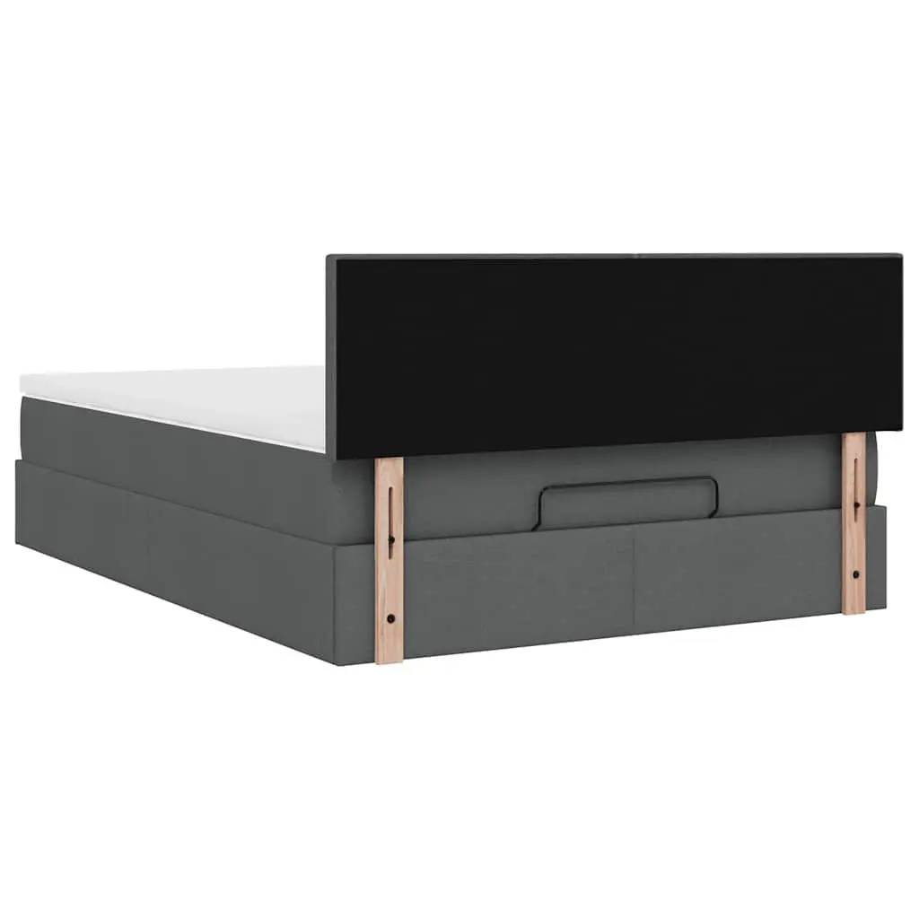 Ottoman Bed with Pocket Spring Mattress Grey Fabric Queen Size