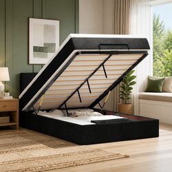 King Single Ottoman Bed with Hydraulic Lift and Pocket Spring Mattress
