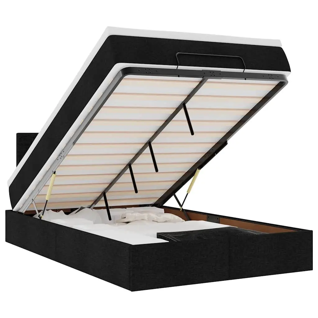 Ottoman Bed with Hydraulic Lift Storage King Single Black Fabric