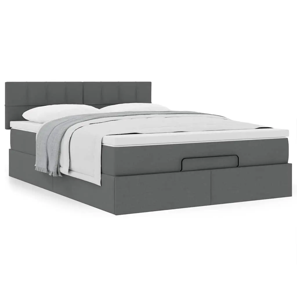 Ottoman Bed with Pocket Spring Mattress Storage Queen Size Grey Fabric