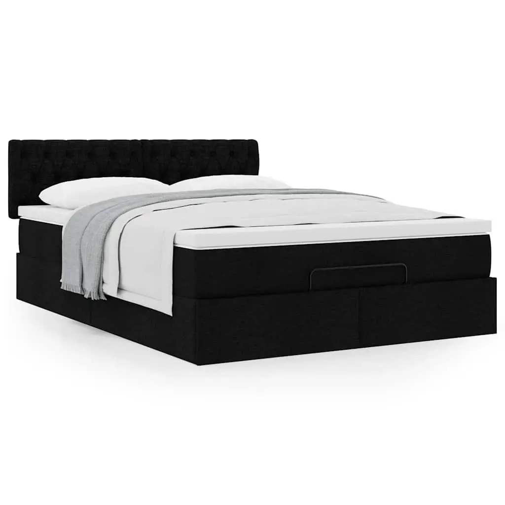 Double Ottoman Bed with Hydraulic Lift Storage Black Fabric