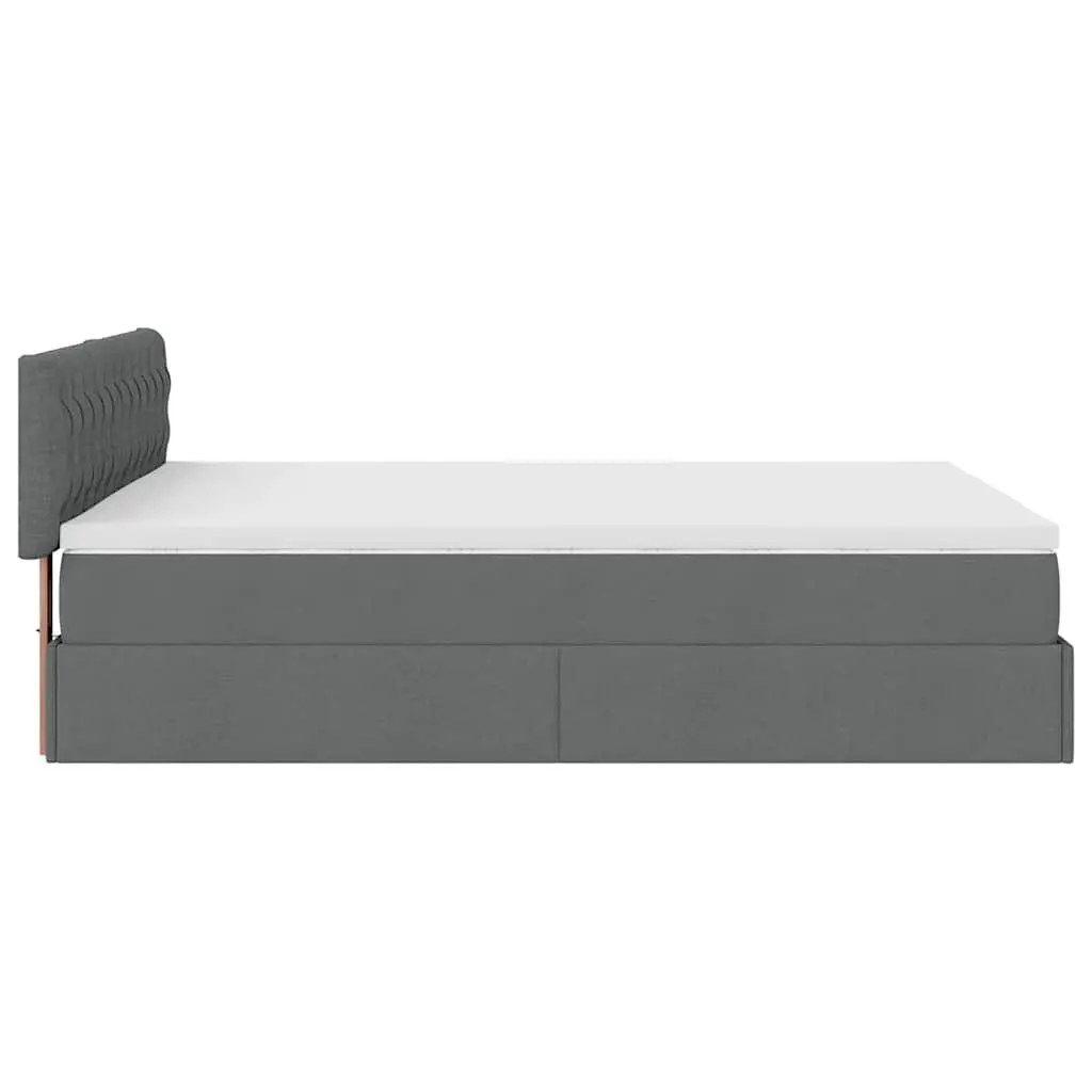 Ottoman Bed with Storage Hydraulic Lift Queen Size Grey Fabric