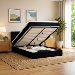 Double Ottoman Bed with Pocket Spring Mattress and Lift Base