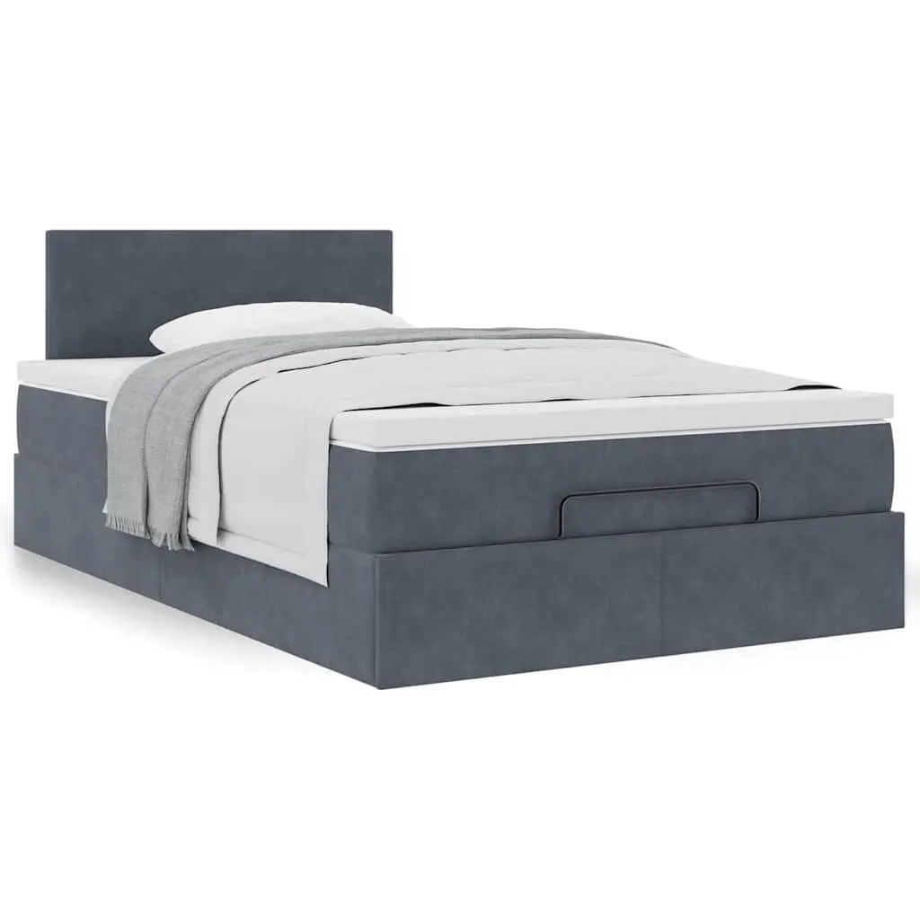 Ottoman Bed with Storage Hydraulic Lift King Single Grey Velvet Pocket Spring