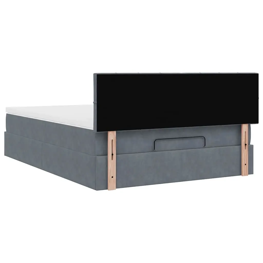 Queen Bed with Velvet Upholstery Hydraulic Lift Storage and Pocket Spring Mattress Grey