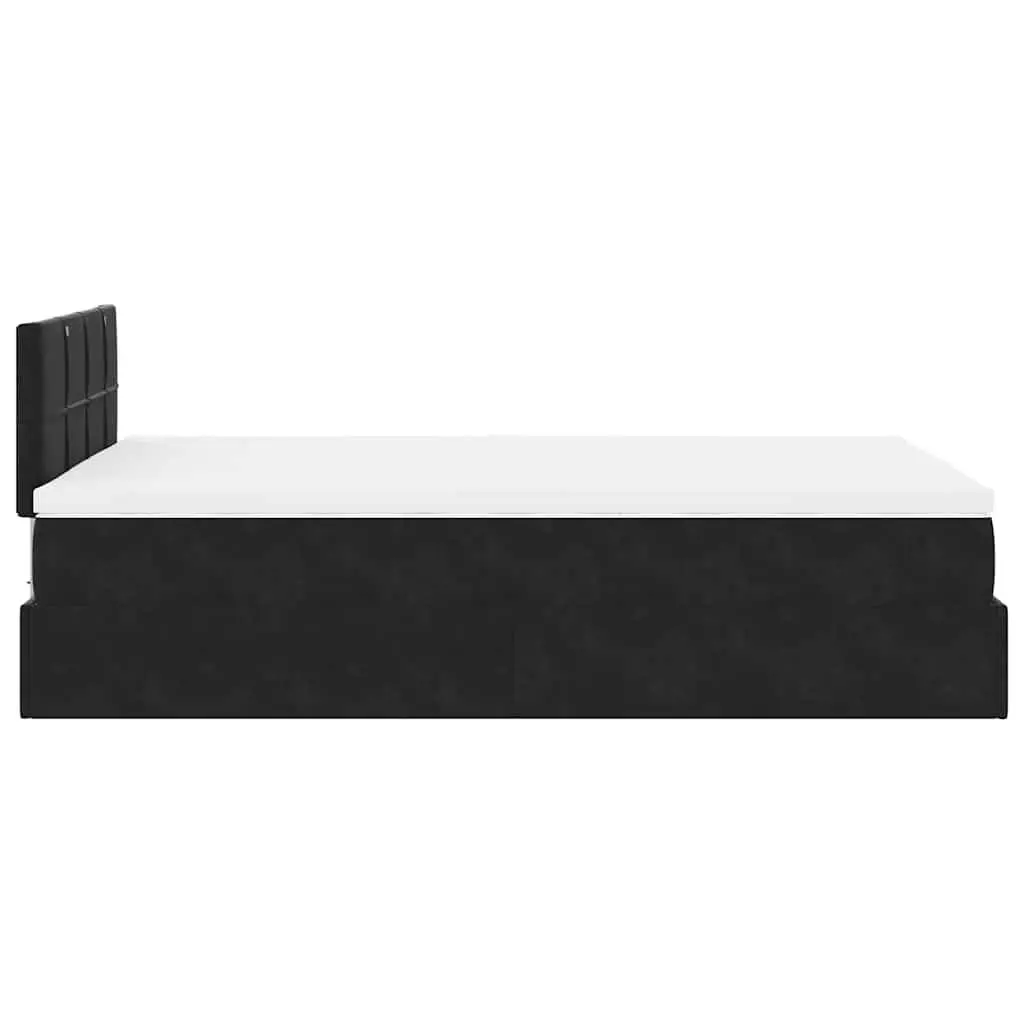 Ottoman Bed King Single Velvet Black with Mattress and Hydraulic Lift Storage