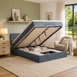 Double Ottoman Bed with Hydraulic Lift and Pocket Spring Mattress