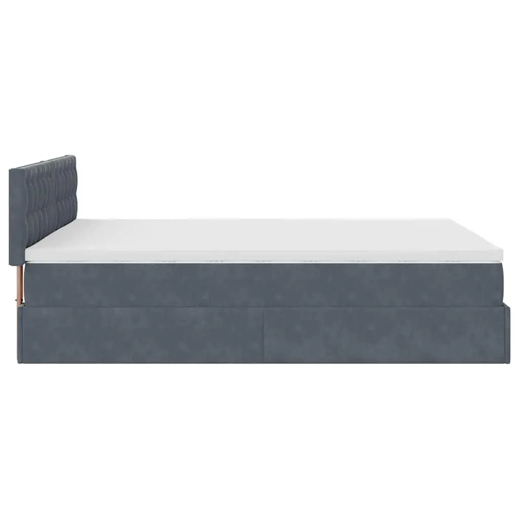 Double Ottoman Bed with Hydraulic Lift Grey Velvet