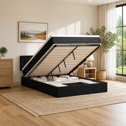 Double Ottoman Bed with Hydraulic Lift and Pocket Spring Mattress