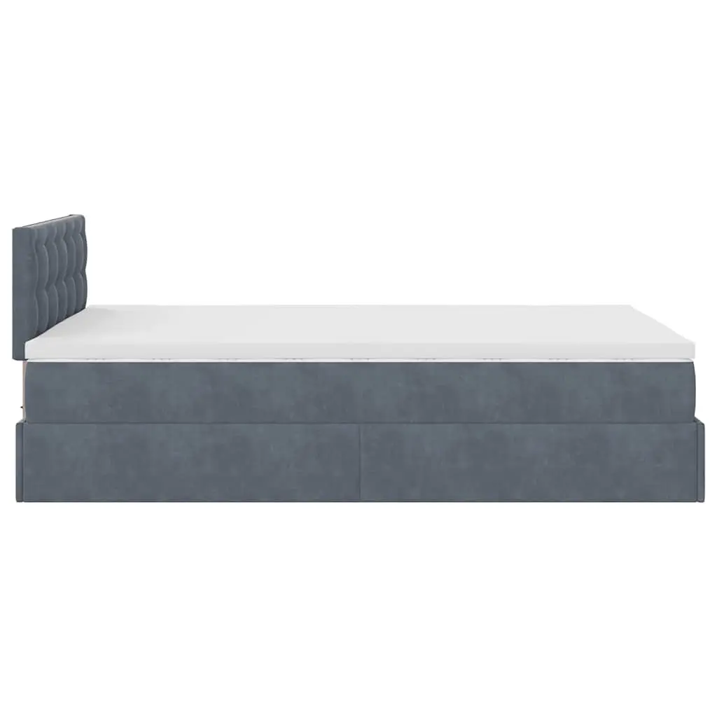 Ottoman Bed with Mattress King Single Grey Velvet Storage Lift Base Bedroom