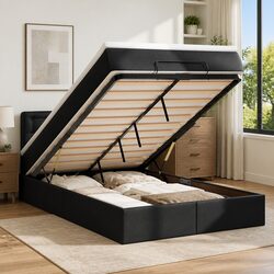 King Size Ottoman Bed with Hydraulic Lift and LED Lights