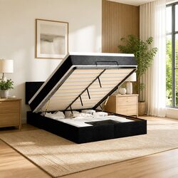 Double Ottoman Bed with Pocket Spring Mattress and Storage