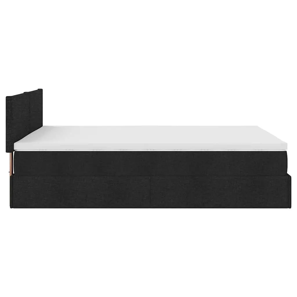 Double Ottoman Bed with Pocket Spring Mattress Storage Hydraulic Lift Black Fabric