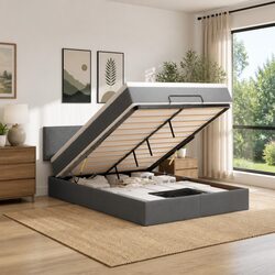 Ottoman Bed Frame with Pocket Spring Mattress and Storage