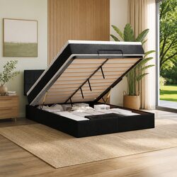 Queen Ottoman Bed Featuring Pocket Spring Mattress and Storage