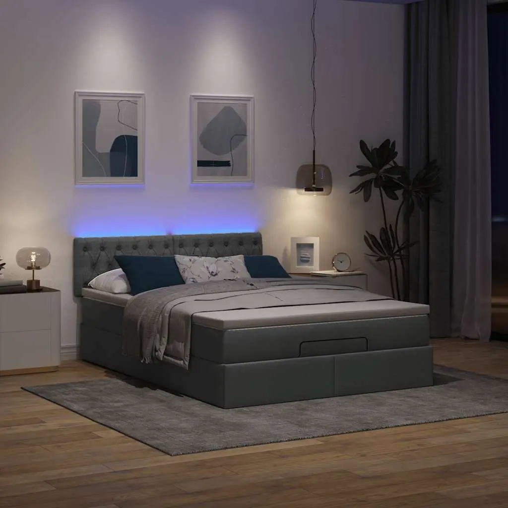 Ottoman Bed with Pocket Spring Mattress Storage Queen Size Grey