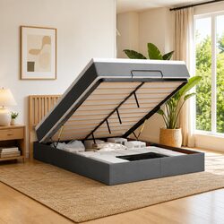 Double Ottoman Bed with Pocket Spring Mattress and Storage