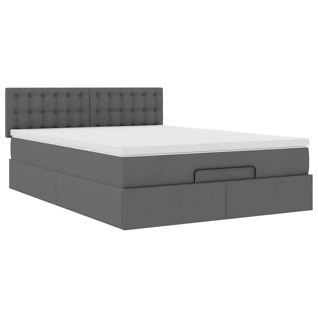 Ottoman Bed with Pocket Spring Mattress Queen Size Grey Fabric