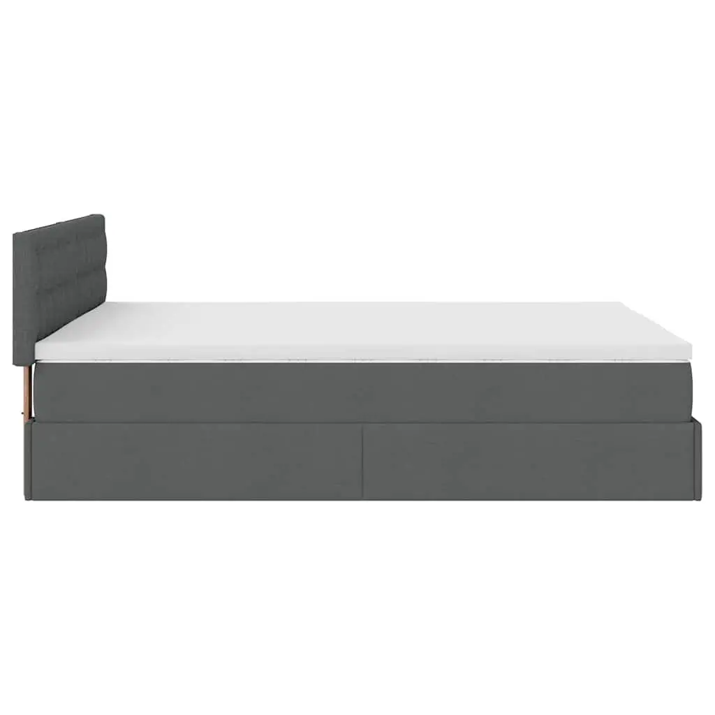 Ottoman Bed with Pocket Spring Mattress Queen Size Grey Fabric