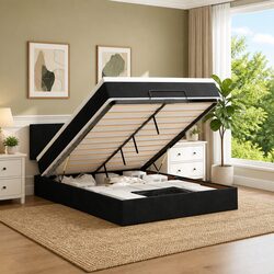 Ottoman Bed with Pocket Spring Mattress and LED Lighting Features