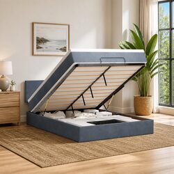 Queen Ottoman Bed with Storage and Pocket Spring Mattress
