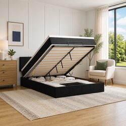 Queen Ottoman Bed with Storage Lift and Pocket Spring Mattress