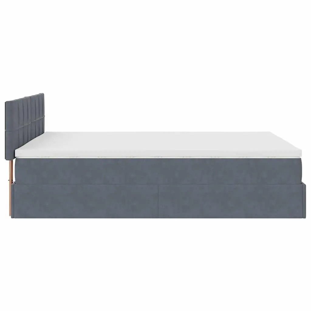 Double Ottoman Bed with Pocket Spring Mattress Hydraulic Lift Storage Adjustable LED Lights Grey Velvet