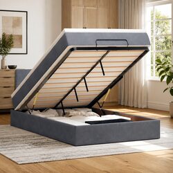 Ottoman Bed Frame with Pocket Spring Mattress, Grey