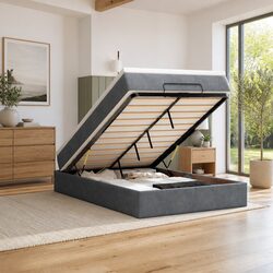 Ottoman Bed Frame with Pocket Spring Mattress and LED Lights