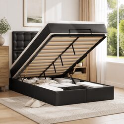 King Single Ottoman Bed Frame with Pocket Spring Mattress