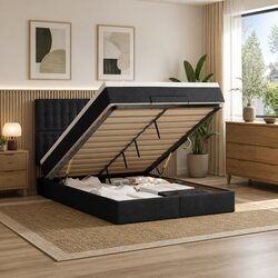 Queen Ottoman Bed with Storage Lift and Pocket Spring Mattress