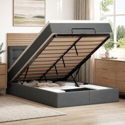 King Single Ottoman Bed with Pocket Spring Mattress in Grey