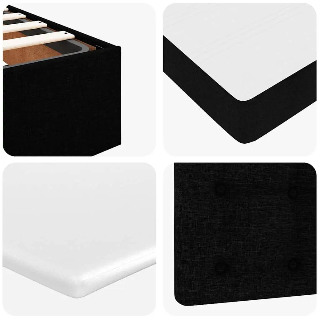 King Single Ottoman Bed Black Fabric with Pocket Spring Mattress and Hydraulic Lift Storage