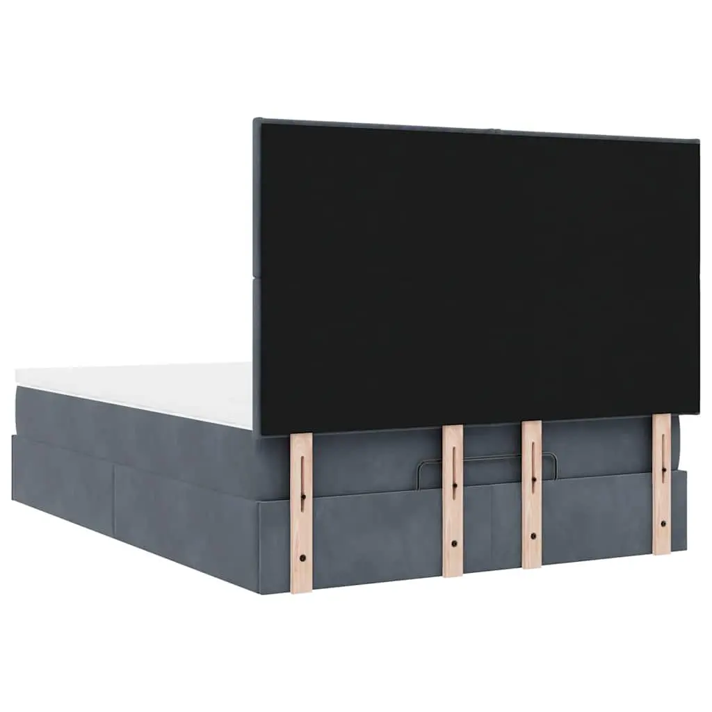Queen Ottoman Bed with Pocket Spring Mattress Hydraulic Lift Grey Velvet