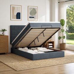 Queen Size Ottoman Storage Bed with Pocket Spring Mattress