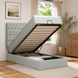 Black Velvet Ottoman Bed with Pocket Spring Mattress