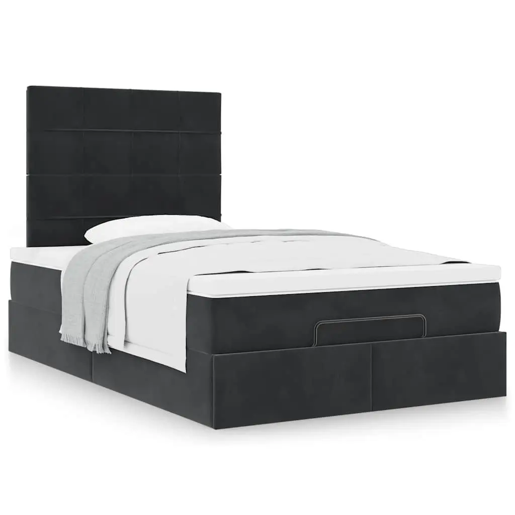 Ottoman Bed with Hydraulic Lift Storage King Single Black Velvet