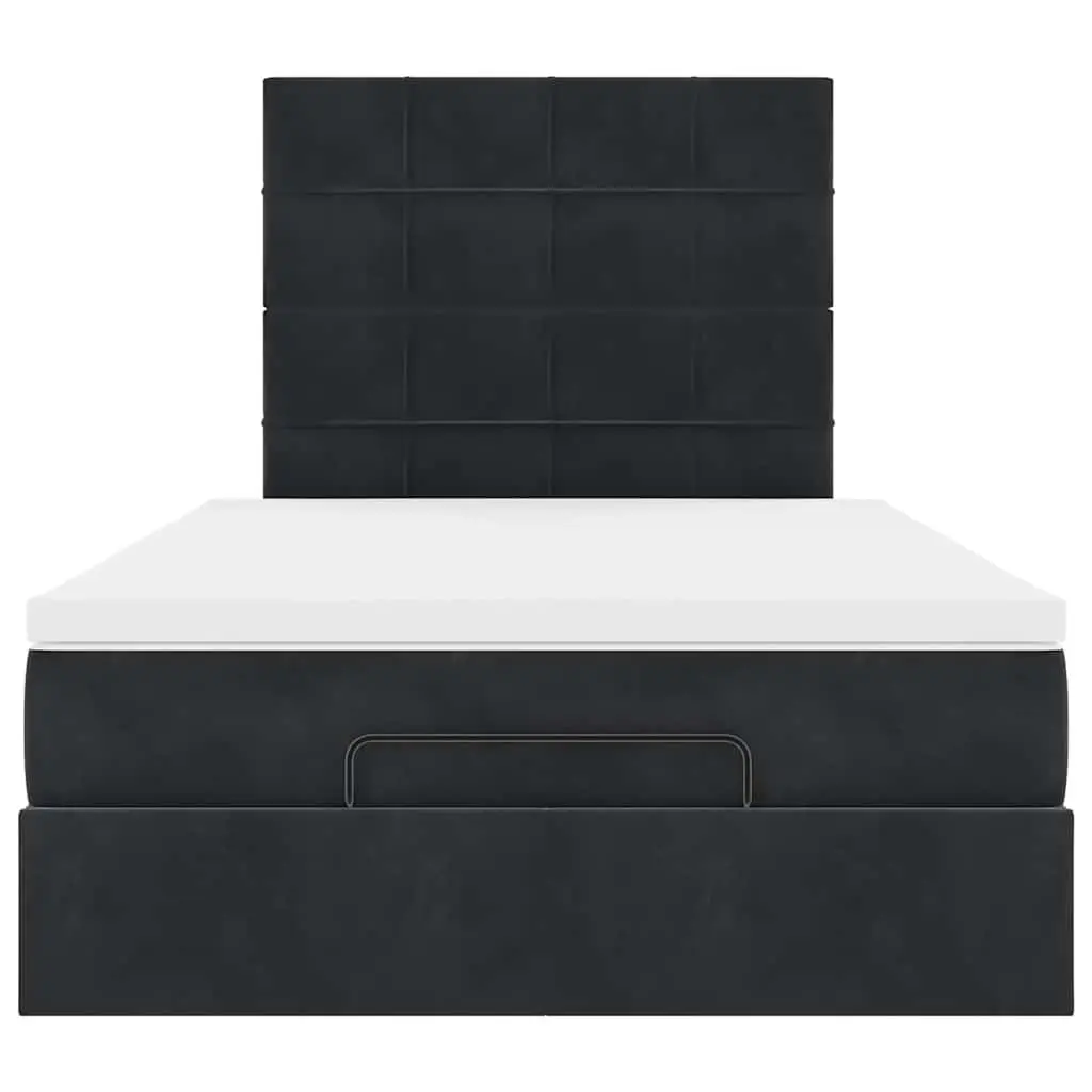 Ottoman Bed with Hydraulic Lift Storage King Single Black Velvet